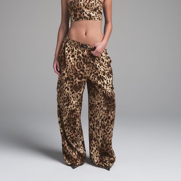 SKIMS Pants - Dolce &Gabbana xSKIMS Leopard Print Silk Cargo Pant